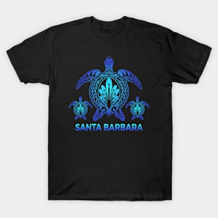 Vintage Santa Barbara California CA Ocean Blue Sea Turtle Souvenirs T-Shirt